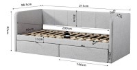 Lit avec revêtement en tissu 90x200 cm SAMMY, coloris beige