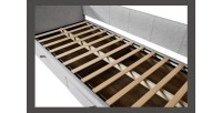 Lit avec revêtement en tissu 90x200 cm SAMMY, coloris beige