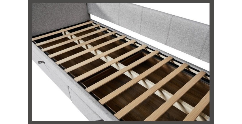 Lit avec revêtement en tissu 90x200 cm SAMMY, coloris beige
