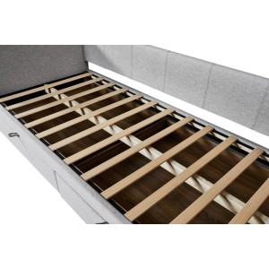 Lit avec revêtement en tissu 90x200 cm SAMMY, coloris beige