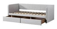 Lit avec revêtement en tissu 90x200 cm SAMMY, coloris beige
