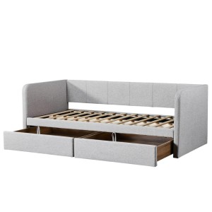 Lit avec revêtement en tissu 90x200 cm SAMMY, coloris beige