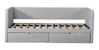 Lit avec revêtement en tissu 90x200 cm SAMMY, coloris beige