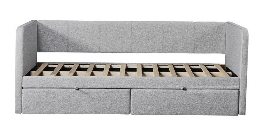 Lit avec revêtement en tissu 90x200 cm SAMMY, coloris beige