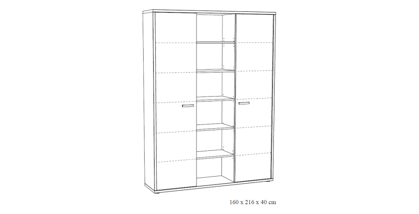 Meuble haut de rangement pour bureau 2 portes et étagères coloris chêne doré collection DEPÉ