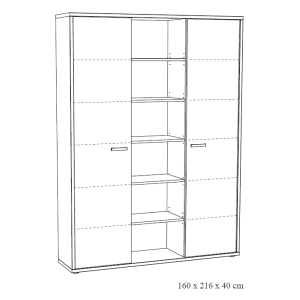 Meuble haut de rangement pour bureau 2 portes et étagères coloris chêne doré collection DEPÉ