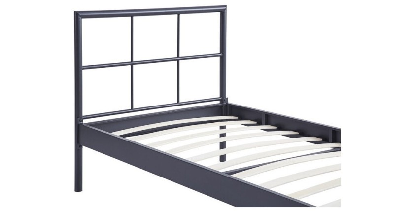 Lit en métal 90x200 cm SORA, coloris gris foncé