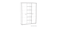 Meuble haut de rangement pour bureau 2 portes et étagères coloris chêne clair et noir