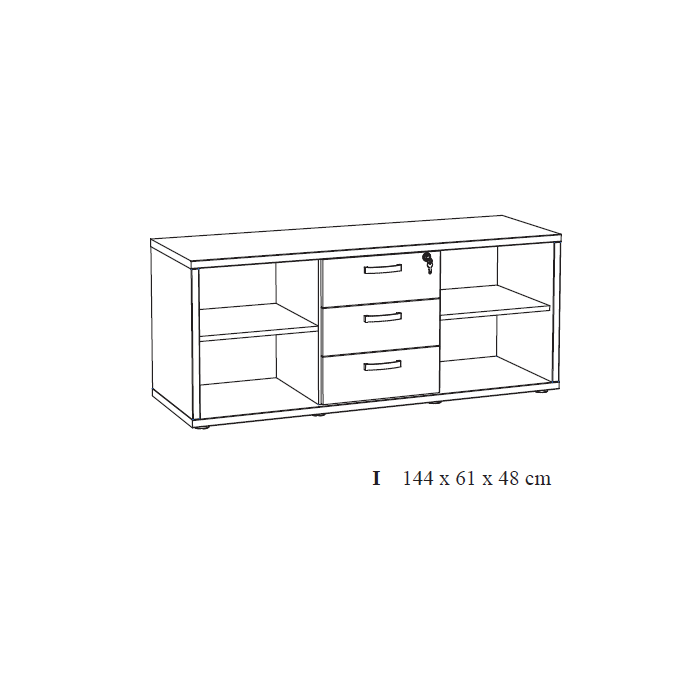 Conjunto de 5 muebles de oficina profesional color roble dorado colección DEPÉ