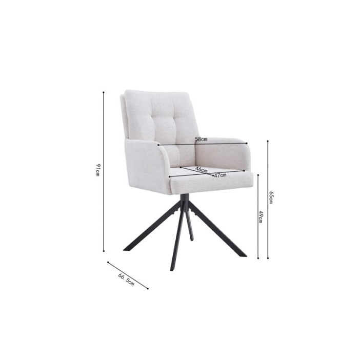 Chaise pivotante en tissu collection PLUMO coloris ecru