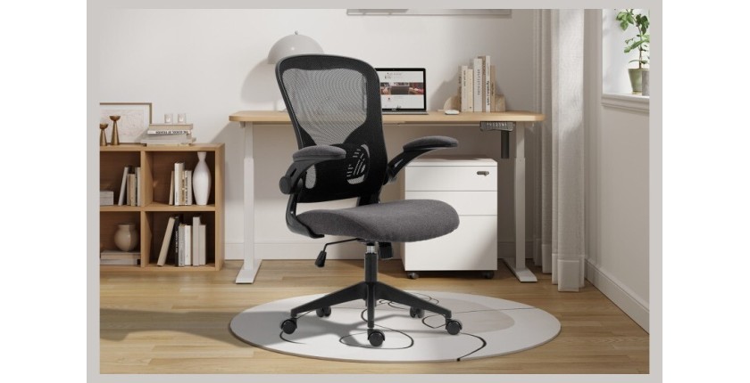 Chaise de bureau IPOLIST Tissu filet noir et gris, idéal pour un bureau confortable et moderne