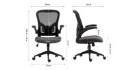 Chaise de bureau IPOLIST Tissu filet noir et gris, idéal pour un bureau confortable et moderne