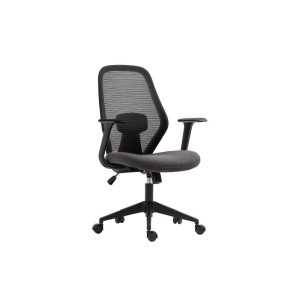 Chaise de bureau JANE Tissu filet noir et gris, idéal pour un bureau confortable et moderne