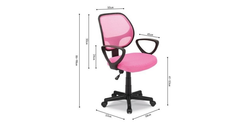 Chaise de bureau IPOLIST Tissu filet Rose, idéal pour un bureau confortable et moderne