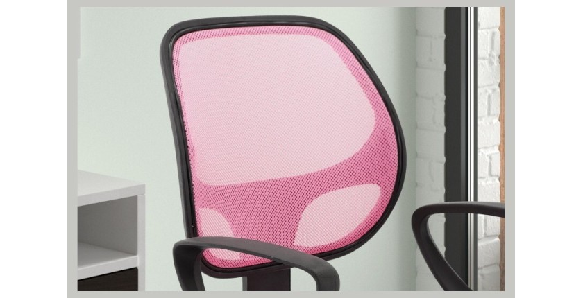Chaise de bureau IPOLIST Tissu filet Rose, idéal pour un bureau confortable et moderne