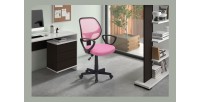 Chaise de bureau IPOLIST Tissu filet Rose, idéal pour un bureau confortable et moderne