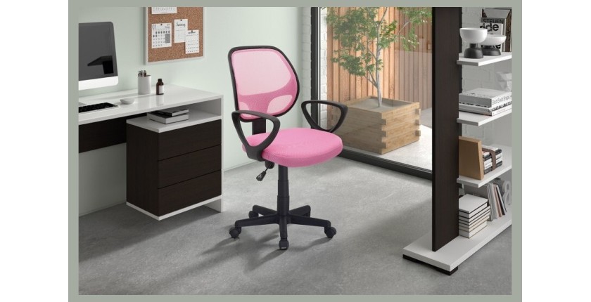 Chaise de bureau IPOLIST Tissu filet Rose, idéal pour un bureau confortable et moderne