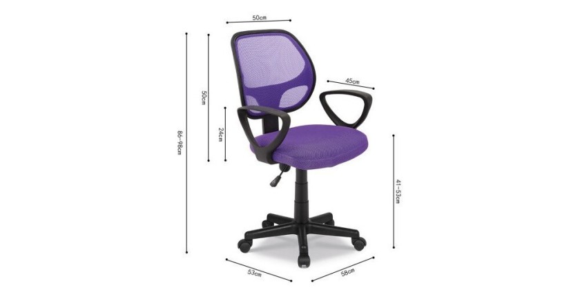 Chaise de bureau IPOLIST Tissu filet mauve, idéal pour un bureau confortable et moderne