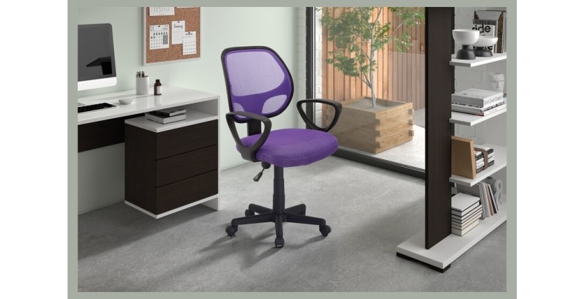 Chaise de bureau IPOLIST Tissu filet mauve, idéal pour un bureau confortable et moderne