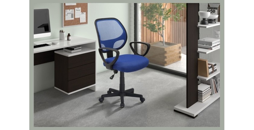 Chaise de bureau IPOLIST Tissu filet bleu, idéal pour un bureau confortable et moderne