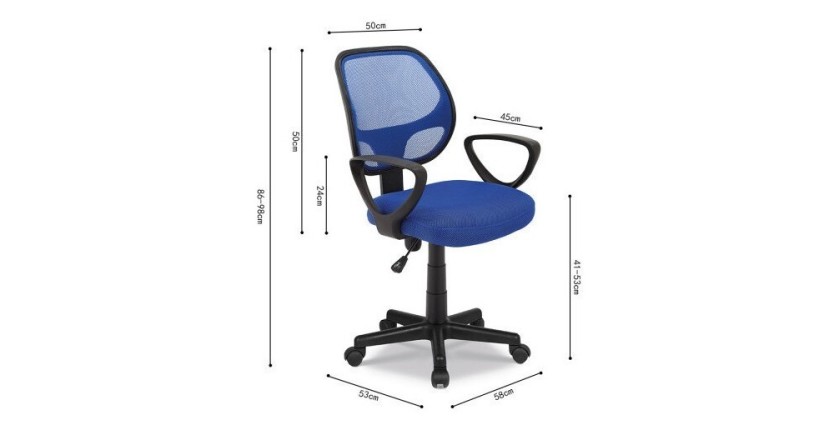 Chaise de bureau IPOLIST Tissu filet bleu, idéal pour un bureau confortable et moderne