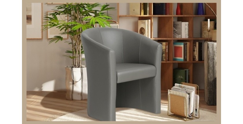 Fauteuil de salon confortable en tissu taupe. Collection KYOTO