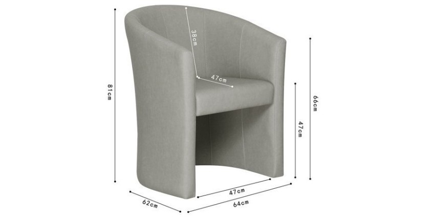 Fauteuil de salon confortable gris clair. Collection KYOTO