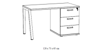 Bureau robuste chêne doré avec caisson 3 tiroirs – Collection SUZI – Spécial petit espace