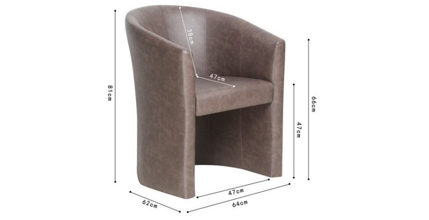 Fauteuil de salon confortable brun foncé. Collection KYOTO