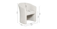Fauteuil de salon confortable en tissu blanc écru. Collection KYOTO