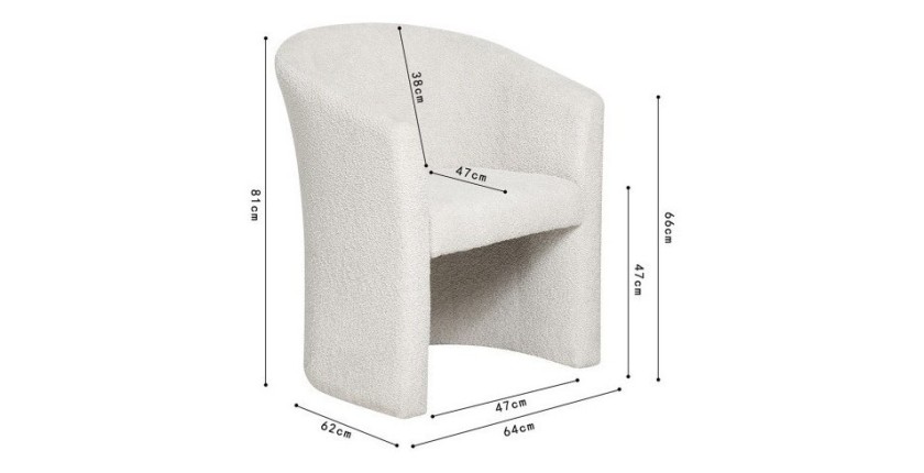 Fauteuil de salon confortable en tissu blanc écru. Collection KYOTO