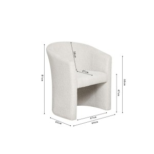 Fauteuil de salon confortable en tissu blanc écru. Collection KYOTO
