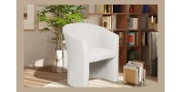 Fauteuil de salon confortable en tissu blanc écru. Collection KYOTO