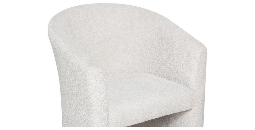 Fauteuil de salon confortable en tissu blanc écru. Collection KYOTO