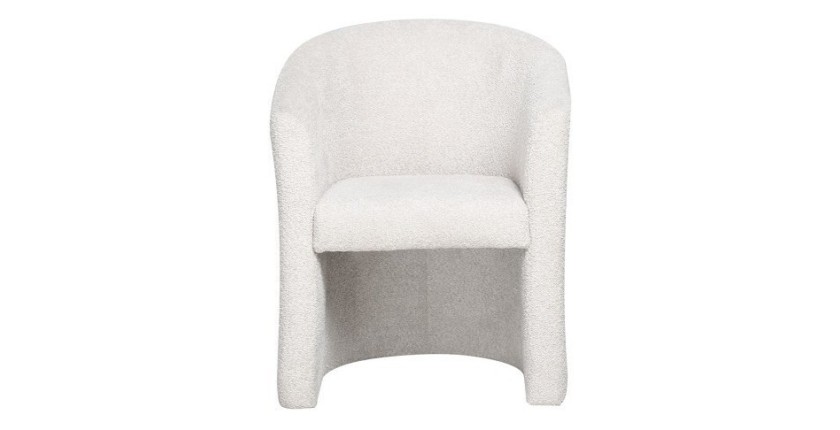 Fauteuil de salon confortable en tissu blanc écru. Collection KYOTO
