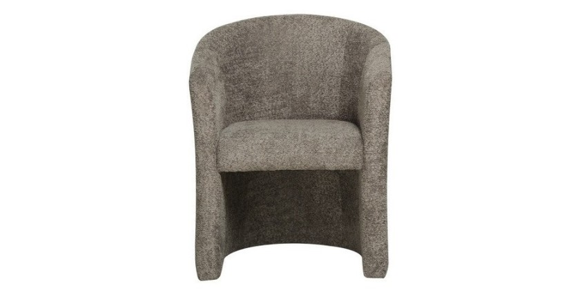 Fauteuil de salon confortable en tissu bouclé brun. Collection KYOTO