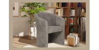 Fauteuil de salon confortable en tissu bouclé brun. Collection KYOTO
