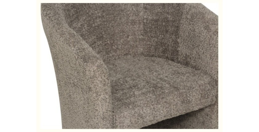 Fauteuil de salon confortable en tissu bouclé brun. Collection KYOTO