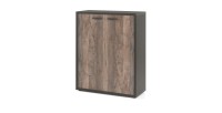 Rangement Bureau - Meuble 2 Portes coloris Noir et Chêne vieilli | Collection SOON | Meublorama