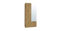 Armoire 2 portes 2 tiroirs pour dressing collection KANELLE coloris chêne clair