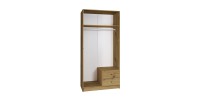 Armoire 2 portes 2 tiroirs pour dressing collection KANELLE coloris chêne clair