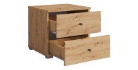 Chevets, collection KANELLE. Lot de deux tables de nuit coloris chêne clair