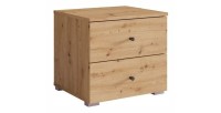 Chevets, collection KANELLE. Lot de deux tables de nuit coloris chêne clair