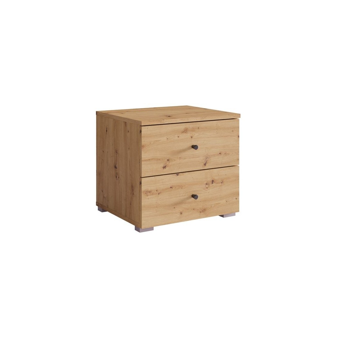 Chevets, collection KANELLE. Lot de deux tables de nuit coloris chêne clair