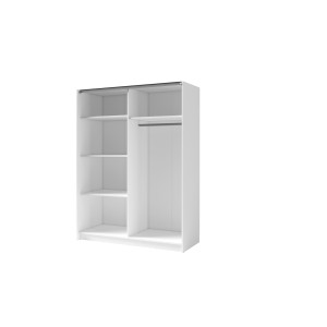 Armoire, garde robe GOZU 150 cm deux portes coulissantes. Dressing complet avec penderie et étagères. Coloris blanc