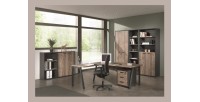 Bureau professionnel droit 180cm coloris chêne vieilli et noir collection SOON