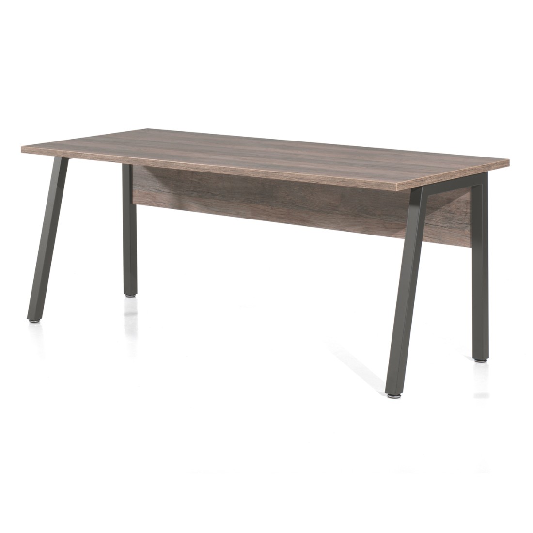 Bureau professionnel droit 180cm coloris chêne vieilli et noir collection SOON