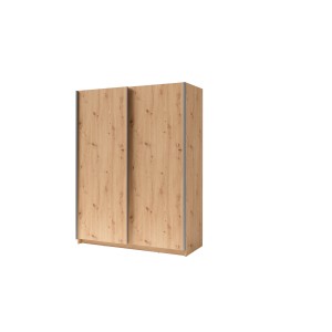 Armoire, garde robe GOZU 180 cm deux portes coulissantes. Dressing complet avec penderie et étagères. Coloris chêne artisan