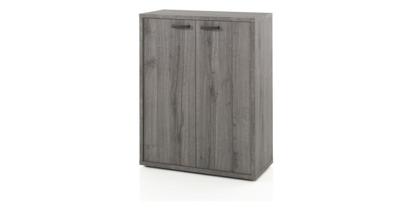 Rangement Bureau - Meuble 2 Portes coloris chêne Sherman gris | Collection SOON | Meublorama