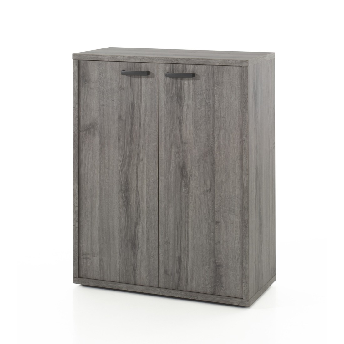 Rangement Bureau - Meuble 2 Portes coloris chêne Sherman gris | Collection SOON | Meublorama